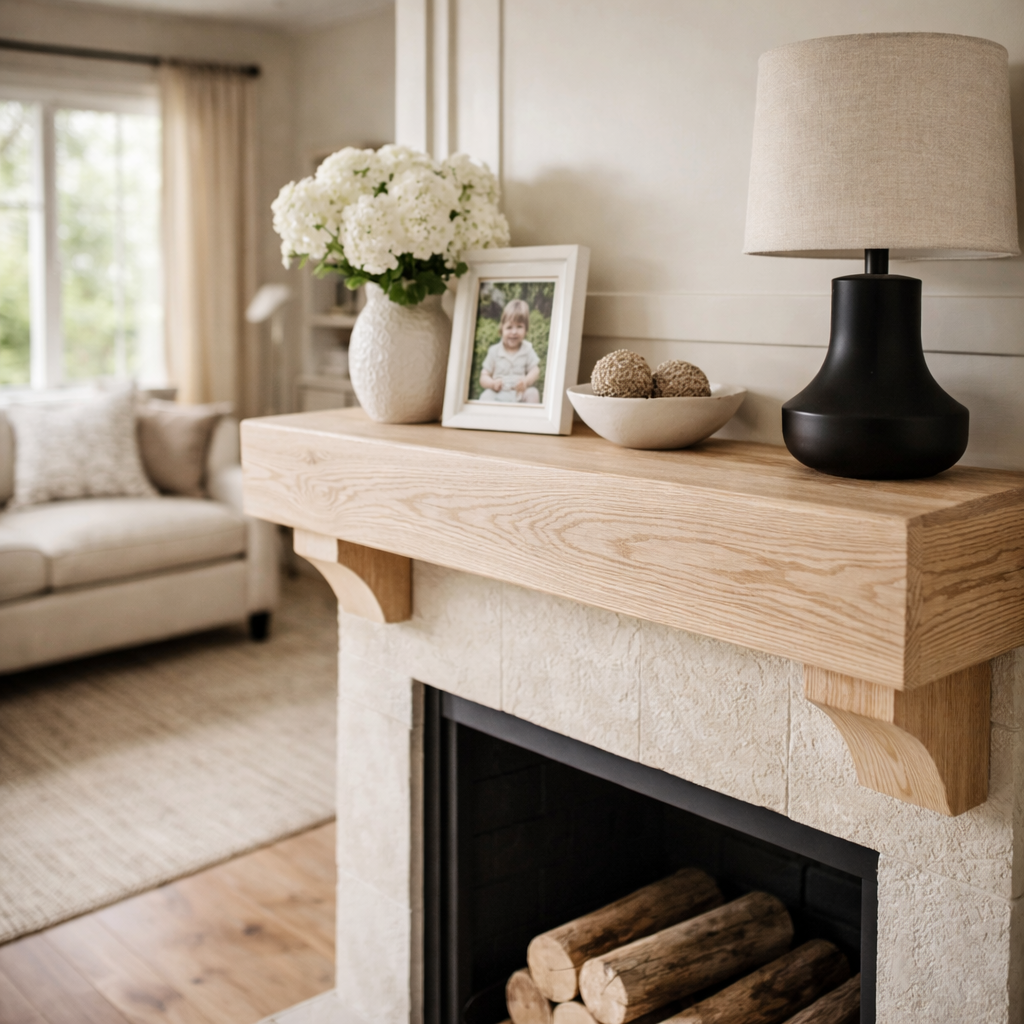 Handcrafted Solid Wood Mantel Shelf with Rustic Charm – Awefurni