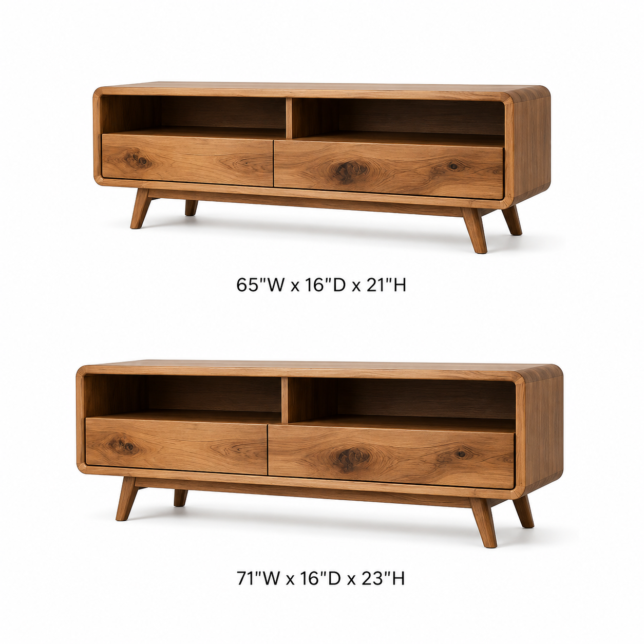 Rondel Rounded Frame Solid Wood TV Stand For Living Room