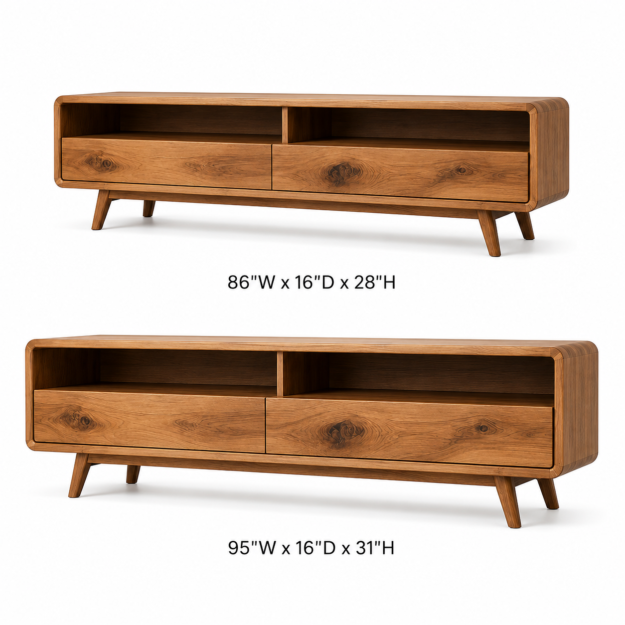 Rondel Rounded Frame Solid Wood TV Stand For Living Room