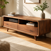 Rondel Rounded Frame Solid Wood TV Stand For Living Room