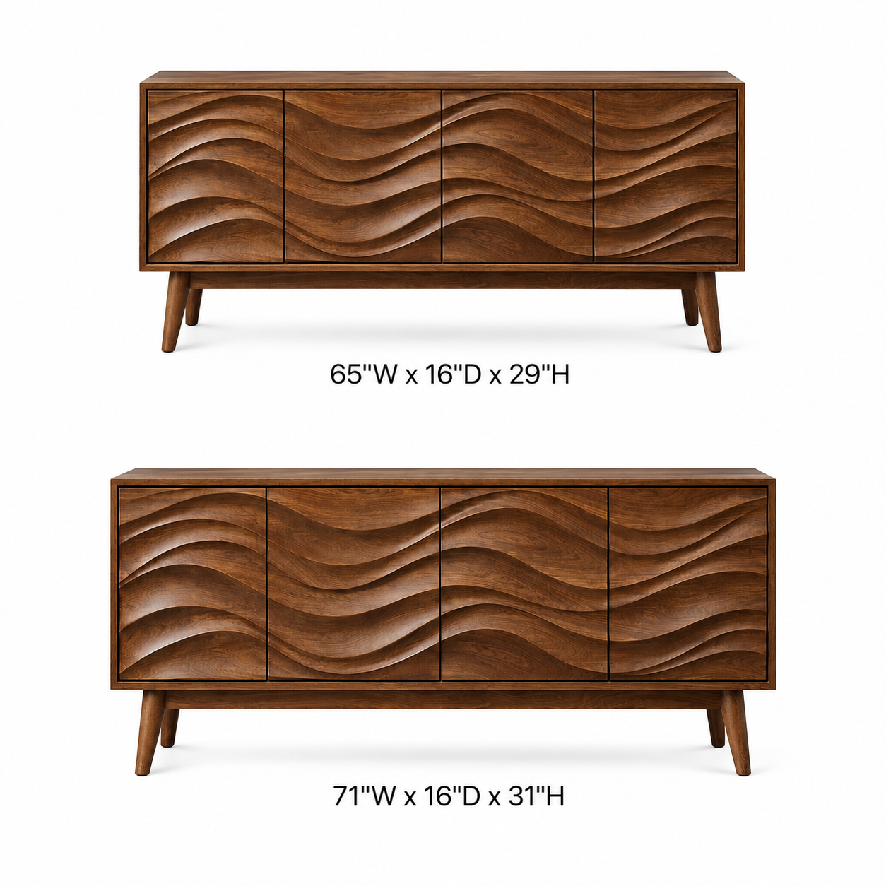 Corvane Sculpted Front Solid Wood TV Stand For Living Room