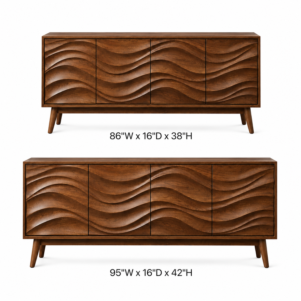 Corvane Sculpted Front Solid Wood TV Stand For Living Room