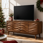 Corvane Sculpted Front Solid Wood TV Stand For Living Room