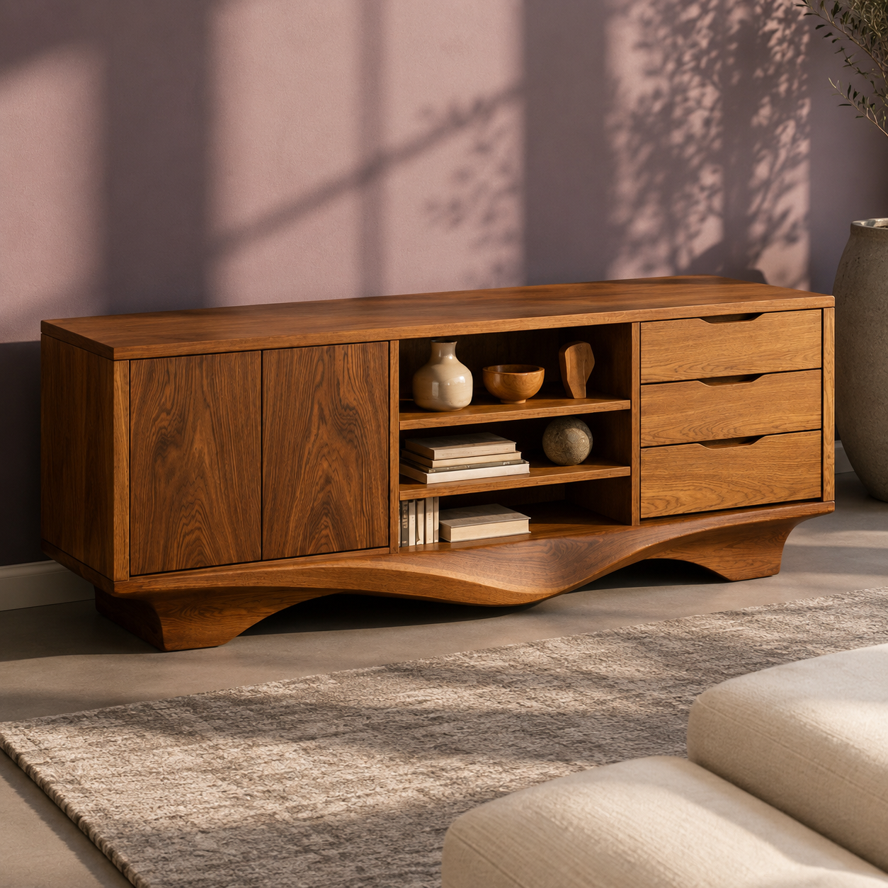 Brenno Solid Wood TV Cabinet Sideboard For Living Room