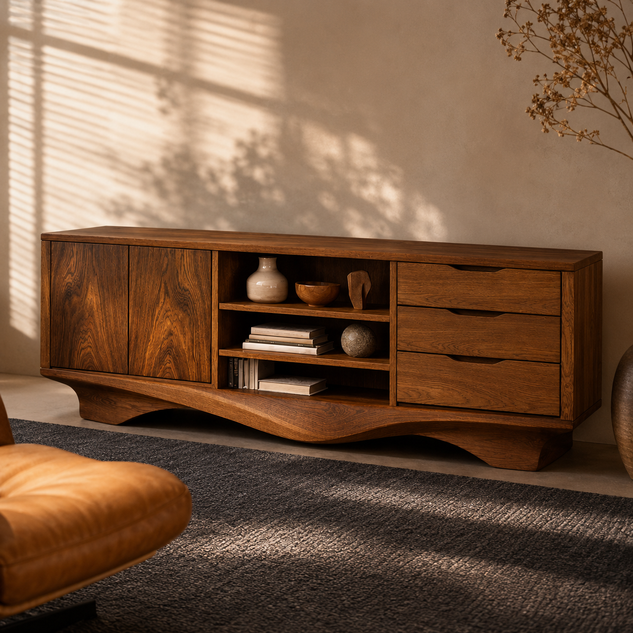 Brenno Solid Wood TV Cabinet Sideboard For Living Room
