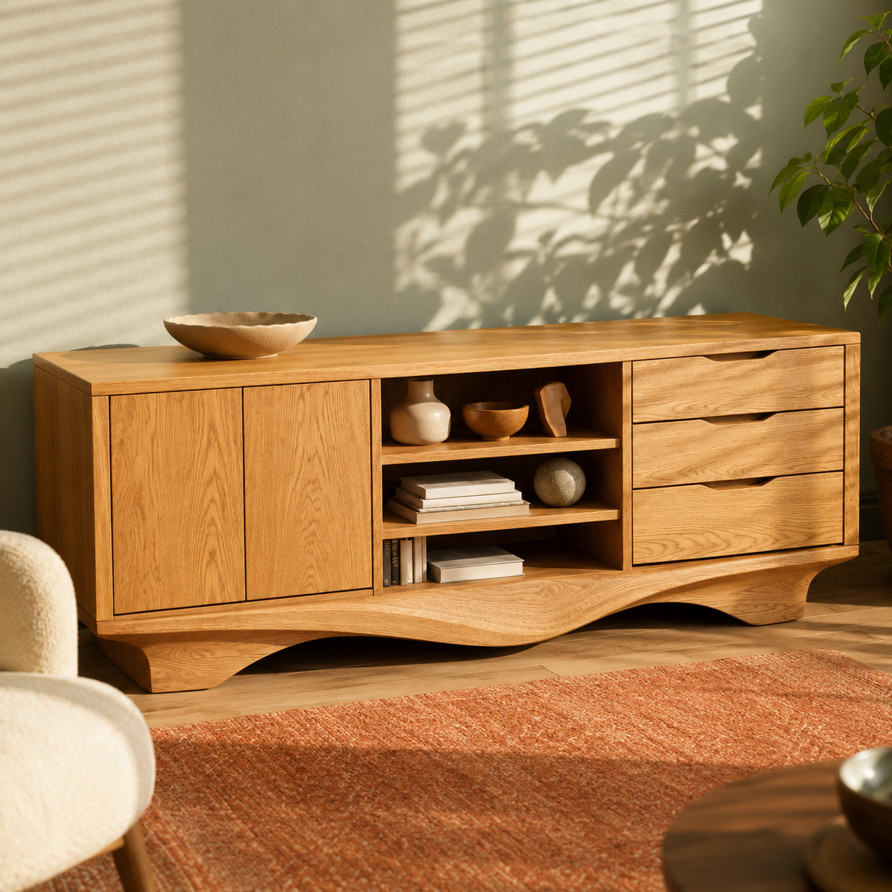 Brenno Solid Wood TV Cabinet Sideboard For Living Room