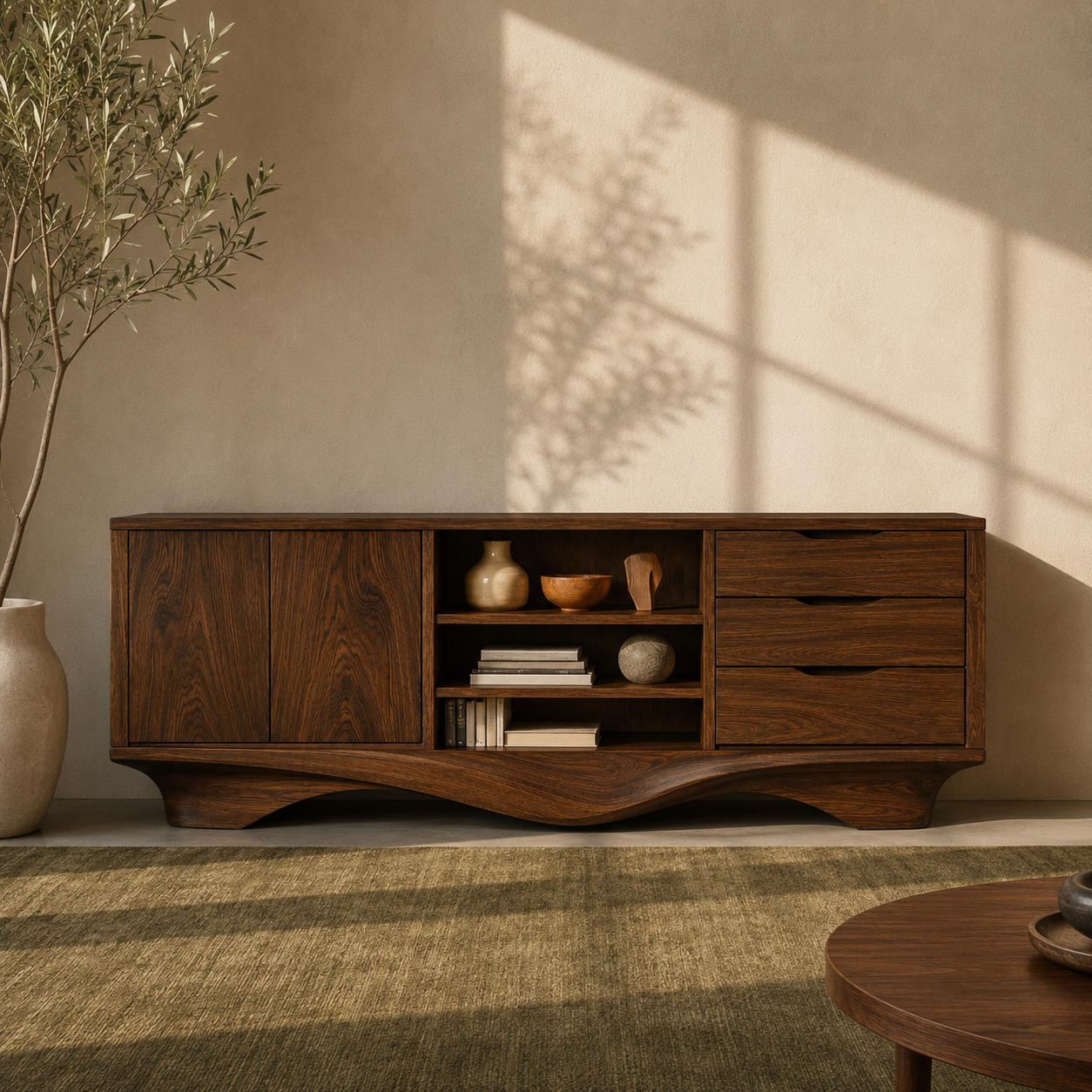 Brenno Solid Wood TV Cabinet Sideboard For Living Room
