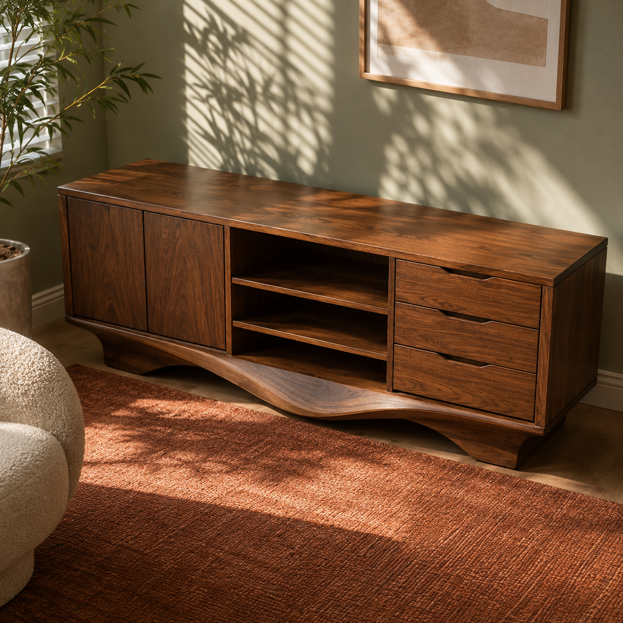 Brenno Solid Wood TV Cabinet Sideboard For Living Room