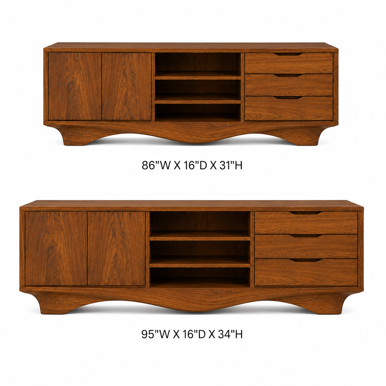 Brenno Solid Wood TV Cabinet Sideboard For Living Room