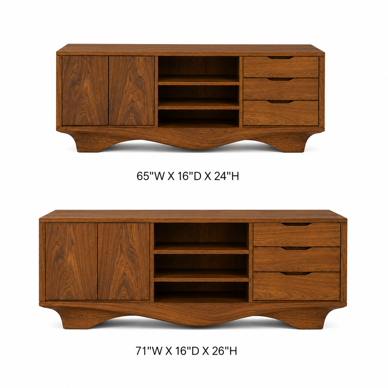Brenno Solid Wood TV Cabinet Sideboard For Living Room