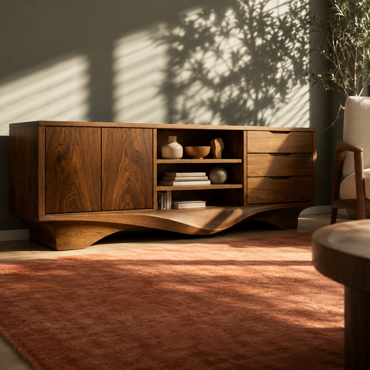 Brenno Solid Wood TV Cabinet Sideboard For Living Room