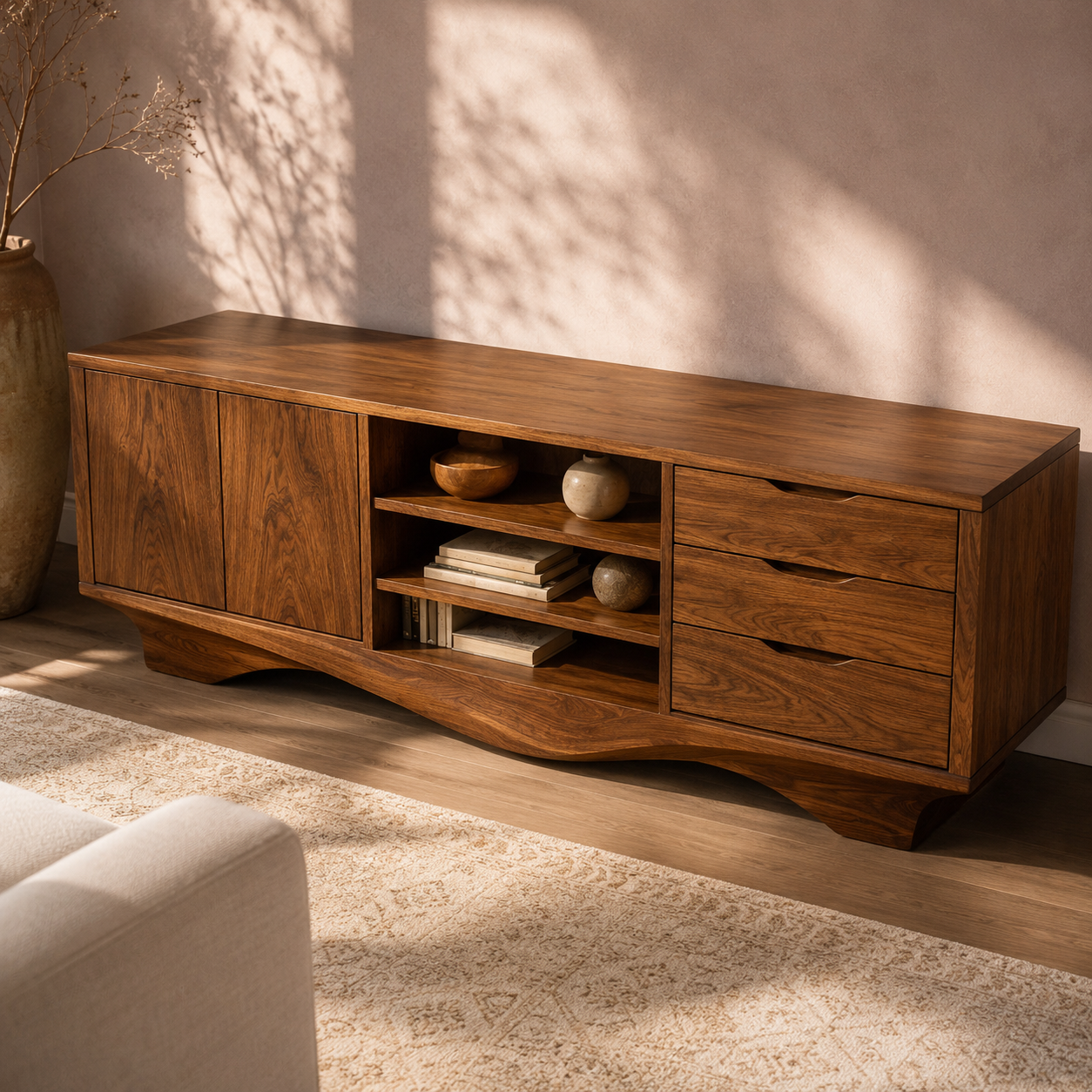 Brenno Solid Wood TV Cabinet Sideboard For Living Room
