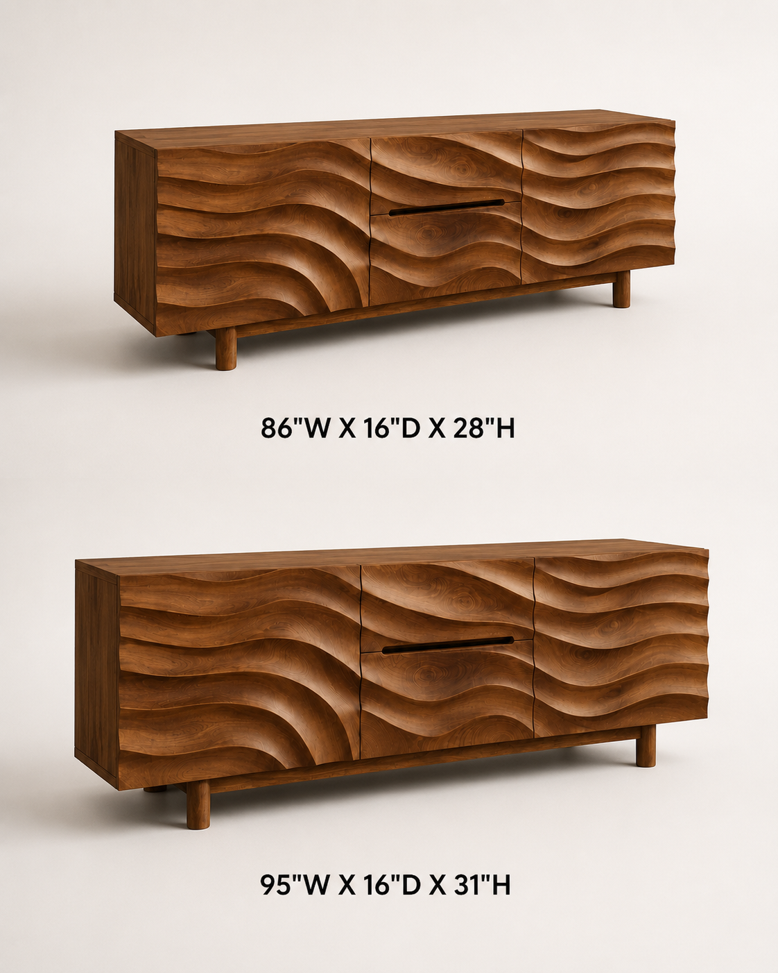 Ondara Wave Front Solid Wood TV Stand For Living Room