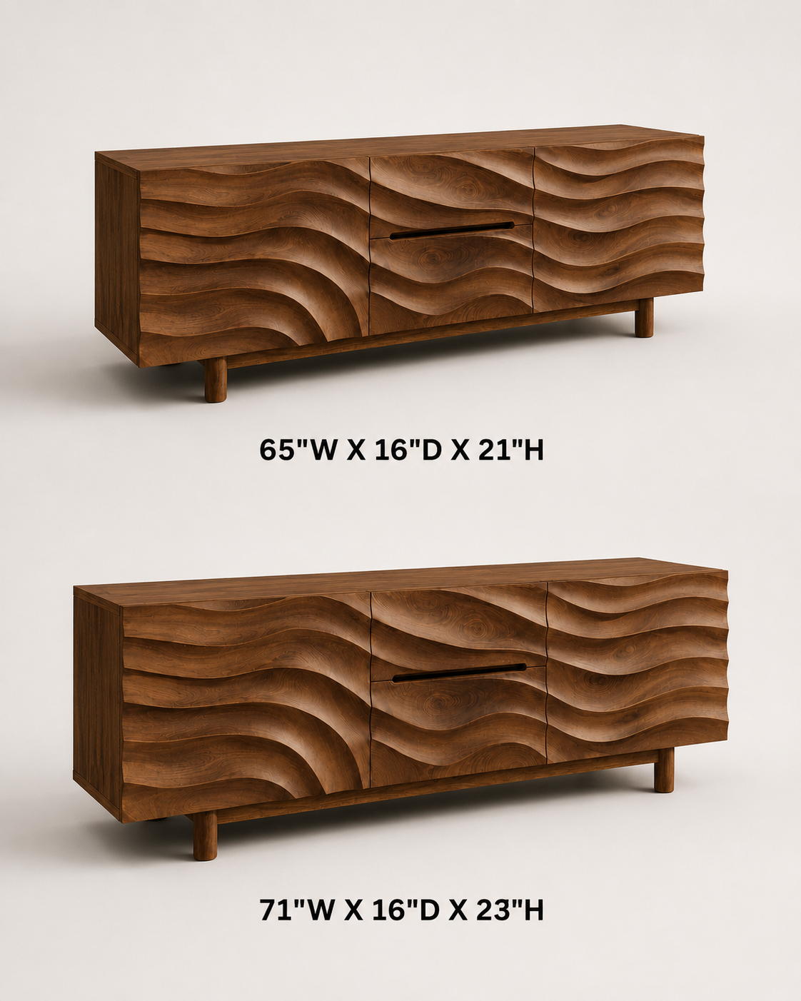 Ondara Wave Front Solid Wood TV Stand For Living Room