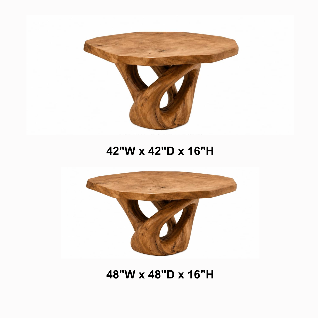 Kaelis Interlocking-Loop Base Solid Wood Coffee Table For Living Room