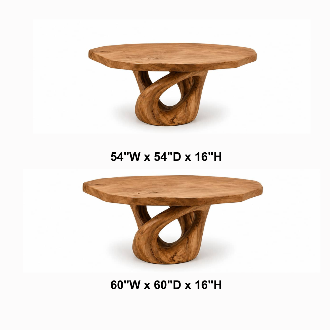 Kaelis Interlocking-Loop Base Solid Wood Coffee Table For Living Room