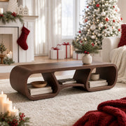 Irving Curved Solid Wood Coffee Table For Living Room