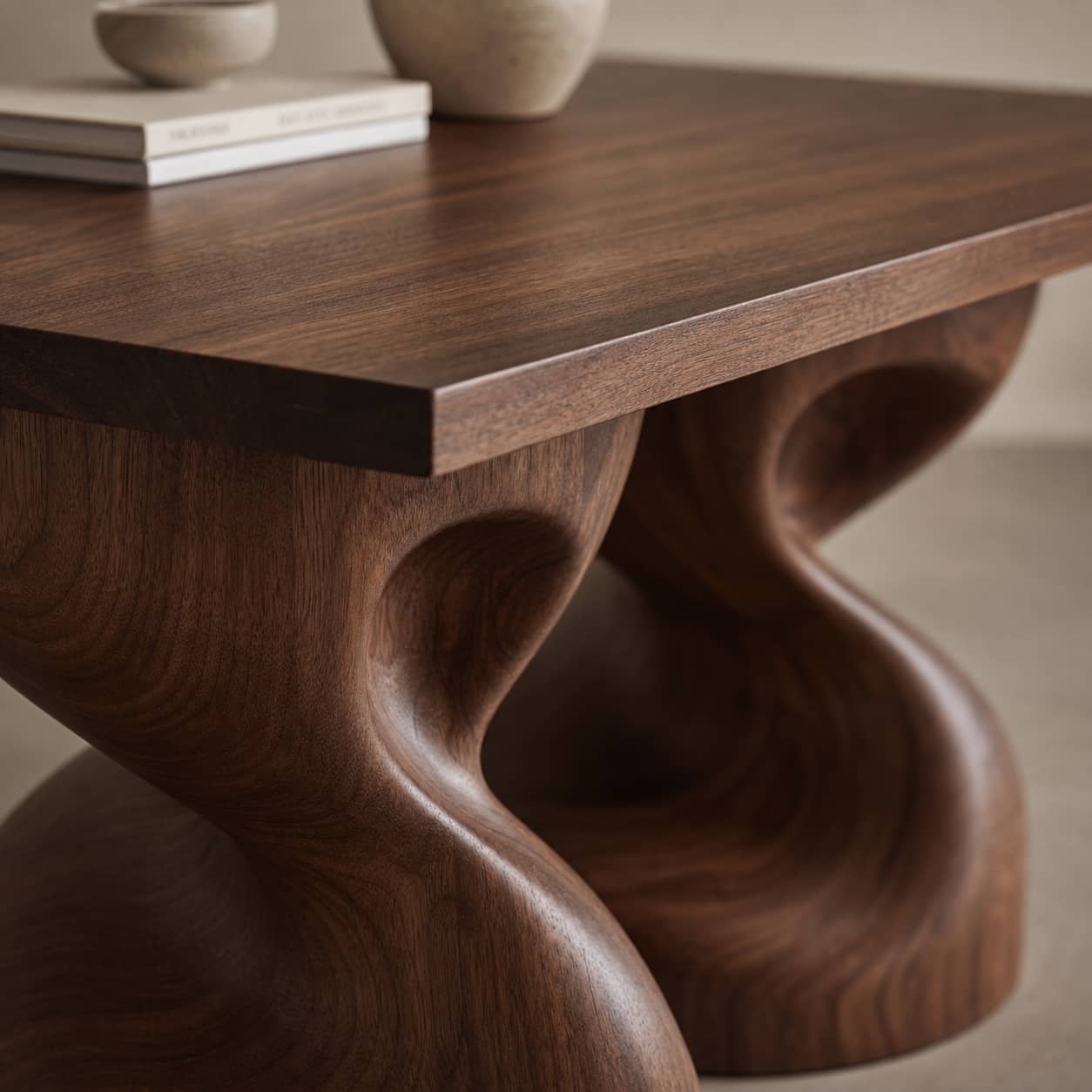 Jaron Contoured Solid Wood Coffee Table For Living Room