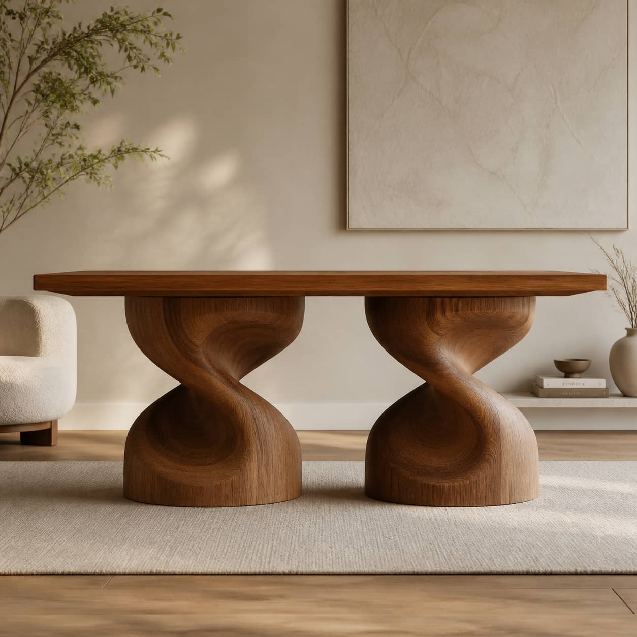 Jaron Contoured Solid Wood Coffee Table For Living Room