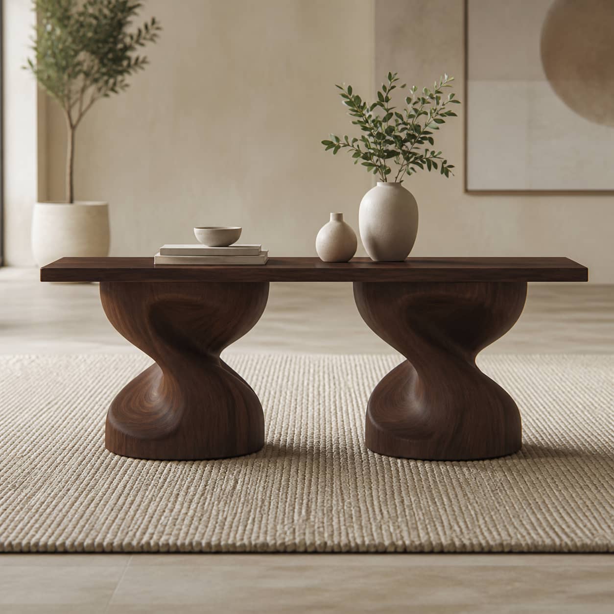 Jaron Contoured Solid Wood Coffee Table For Living Room