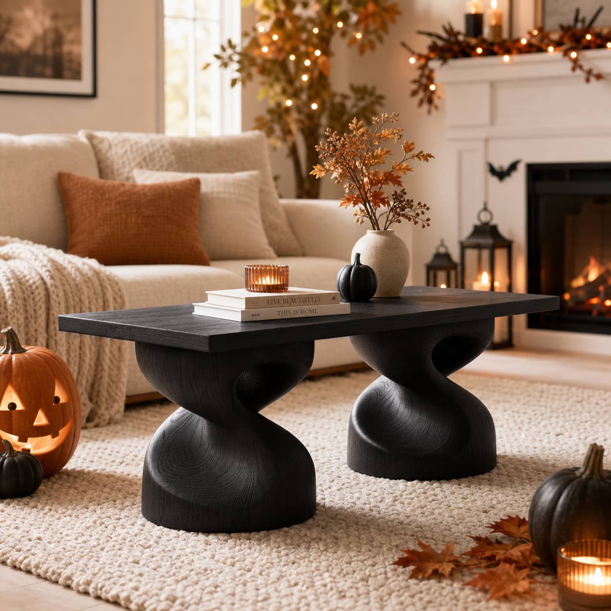 Jaron Contoured Solid Wood Coffee Table For Living Room