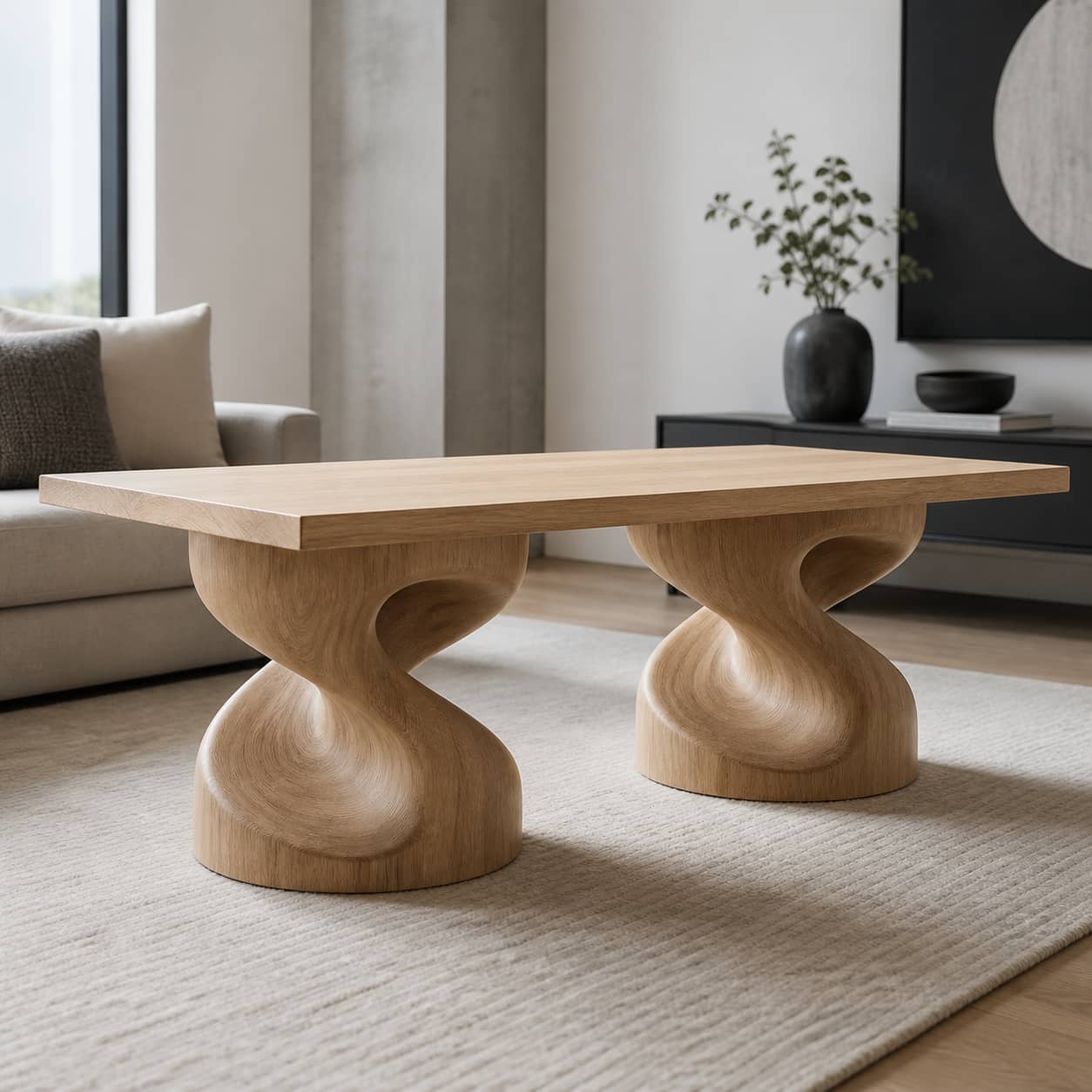 Jaron Contoured Solid Wood Coffee Table For Living Room