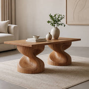 Jaron Contoured Solid Wood Coffee Table For Living Room