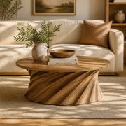 Jovian Twisted-Fluted Base Solid Wood Coffee Table For Living Room