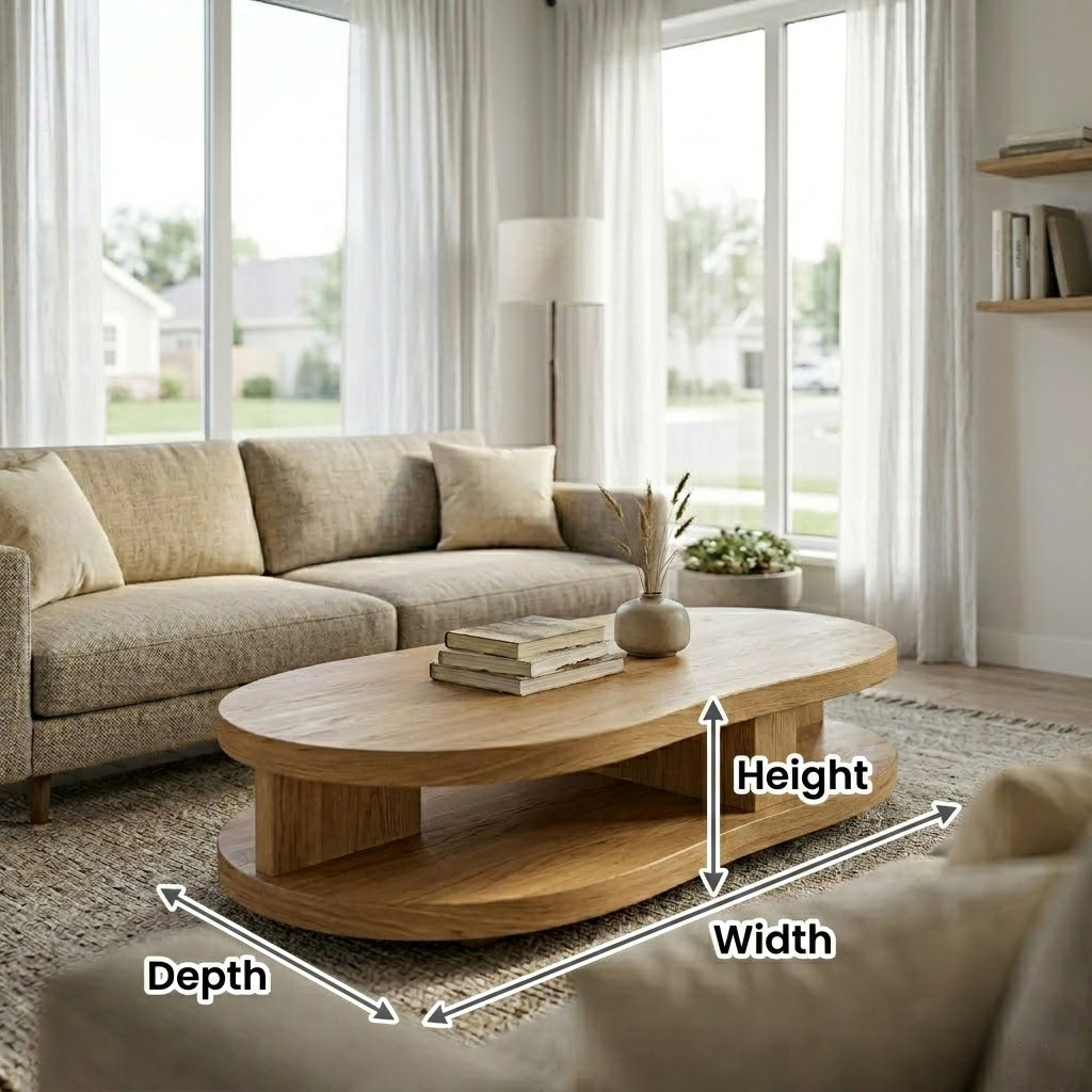 Kalo Tiered Oval Solid Wood Coffee Table For Living Room