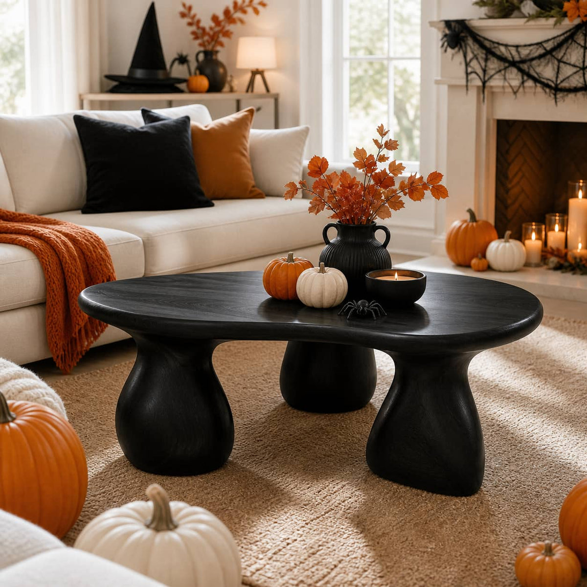 Kilden Pedestal Solid Wood Coffee Table For Living Room