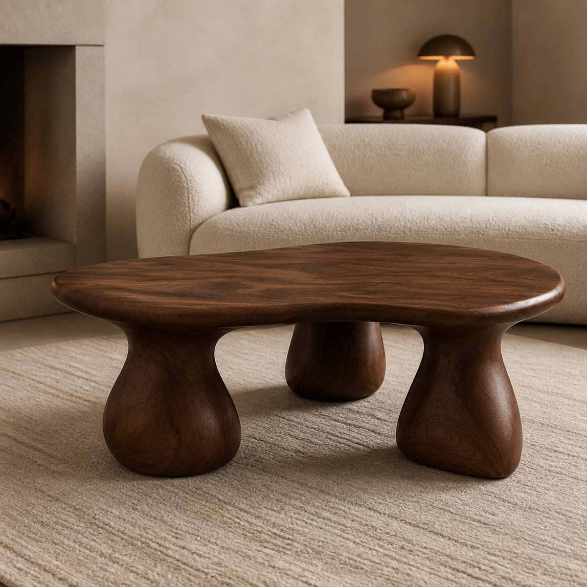 Kilden Pedestal Solid Wood Coffee Table For Living Room