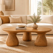 Kilden Pedestal Solid Wood Coffee Table For Living Room