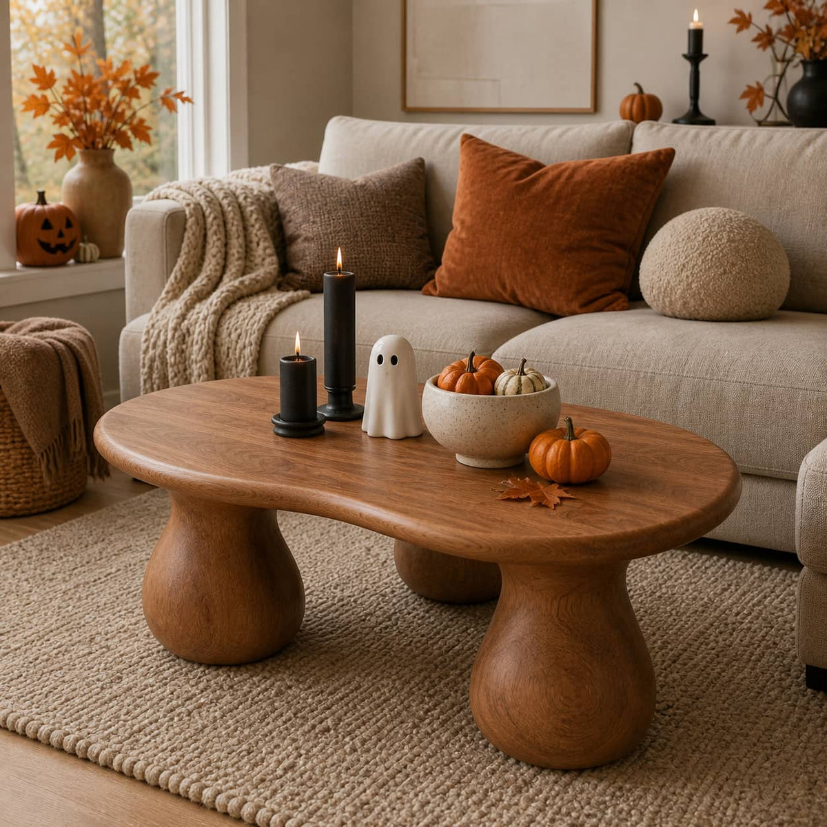Kilden Pedestal Solid Wood Coffee Table For Living Room