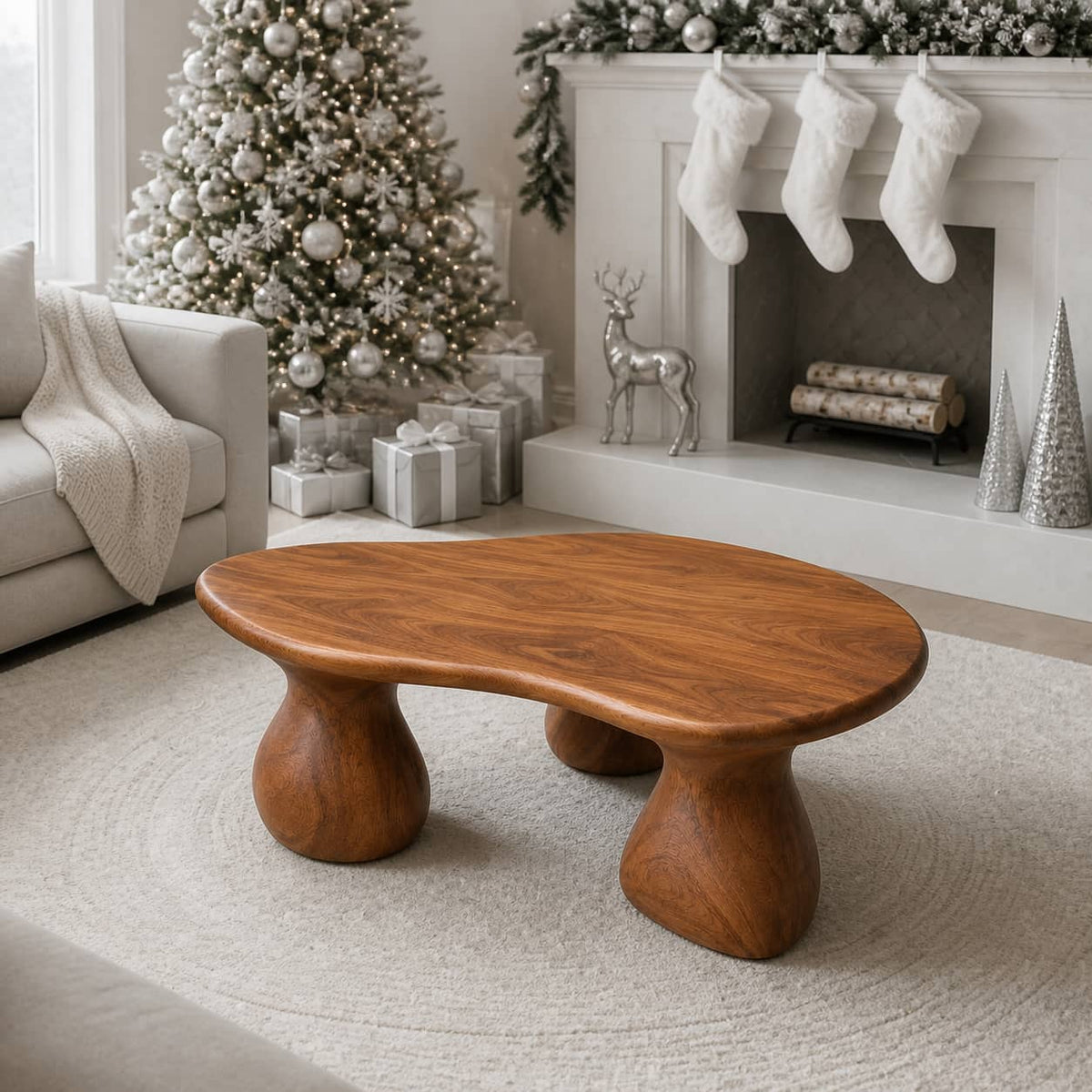 Kilden Pedestal Solid Wood Coffee Table For Living Room