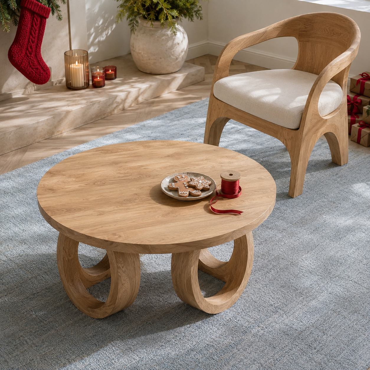Kira Loop Solid Wood Coffee Table For Living Room