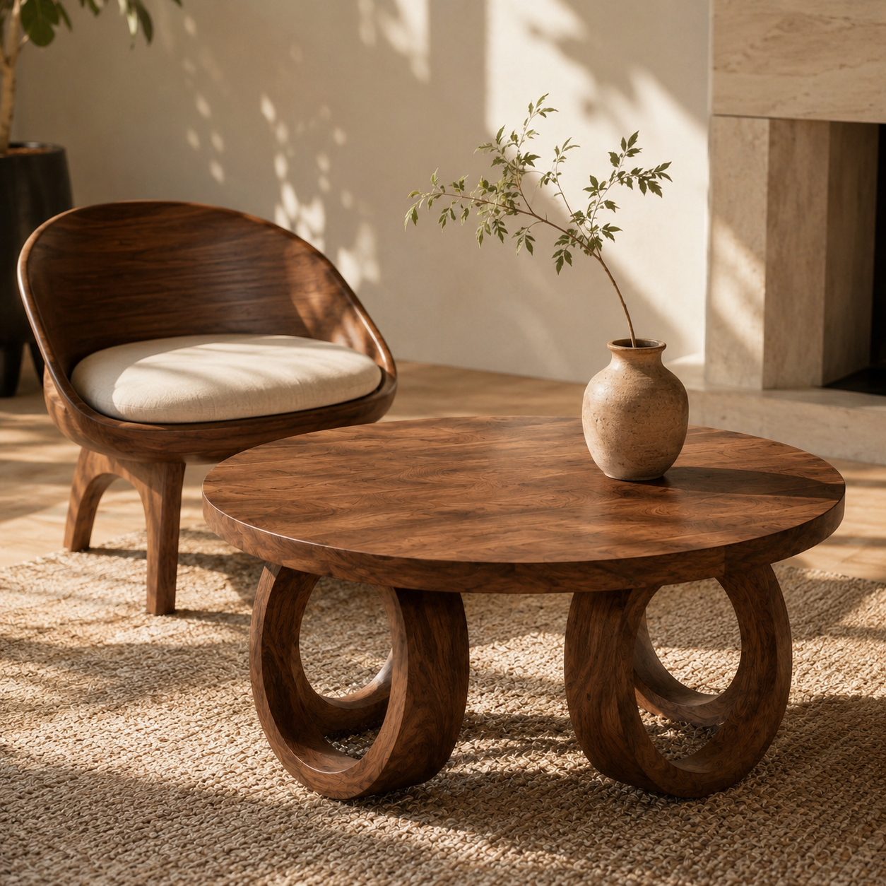 Kira Loop Solid Wood Coffee Table For Living Room