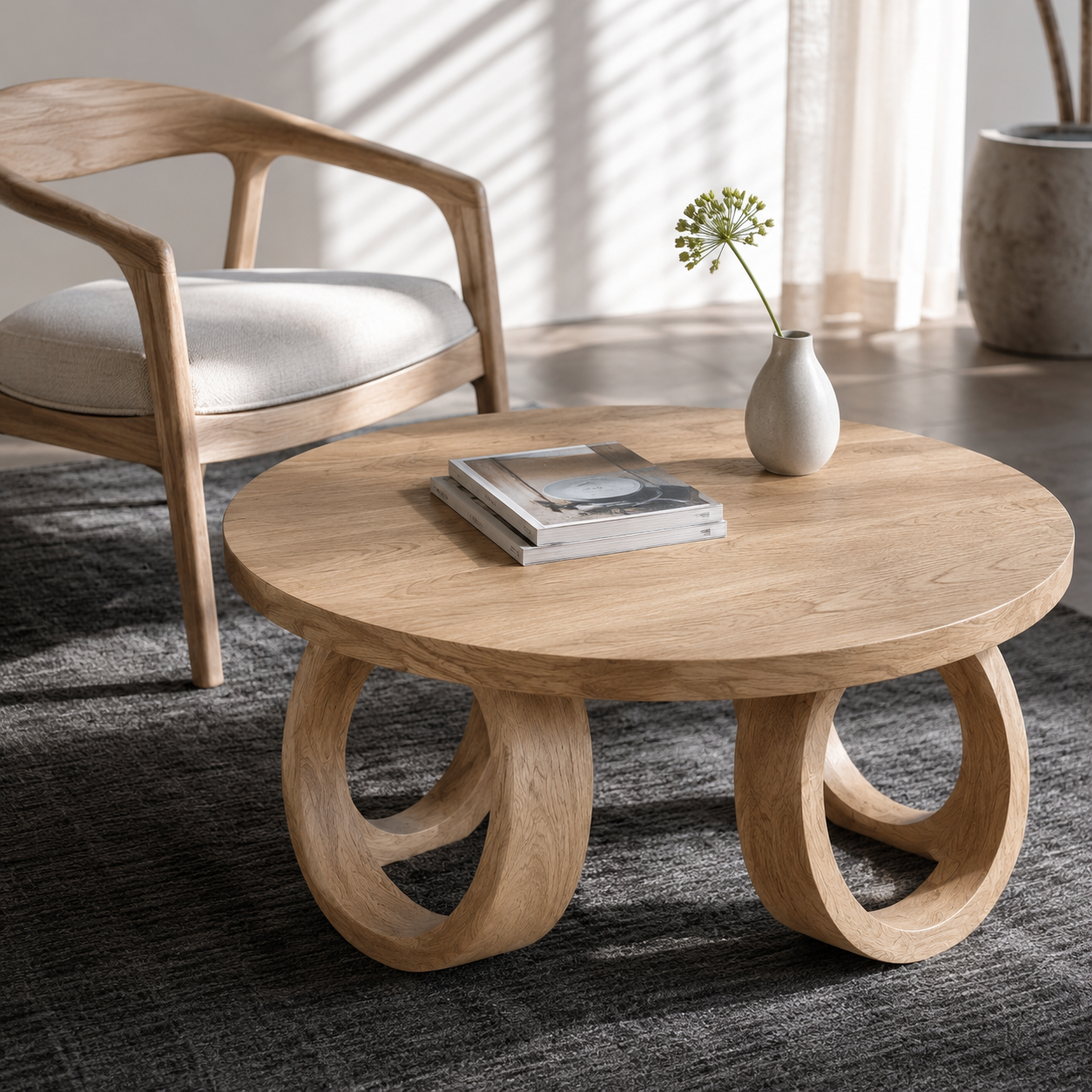 Kira Loop Solid Wood Coffee Table For Living Room