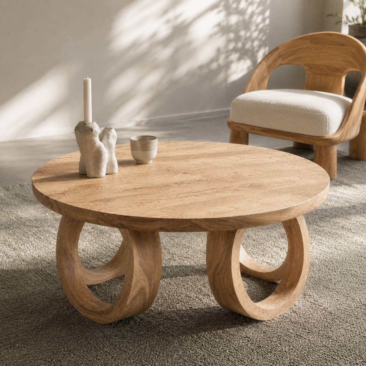 Kira Loop Solid Wood Coffee Table For Living Room