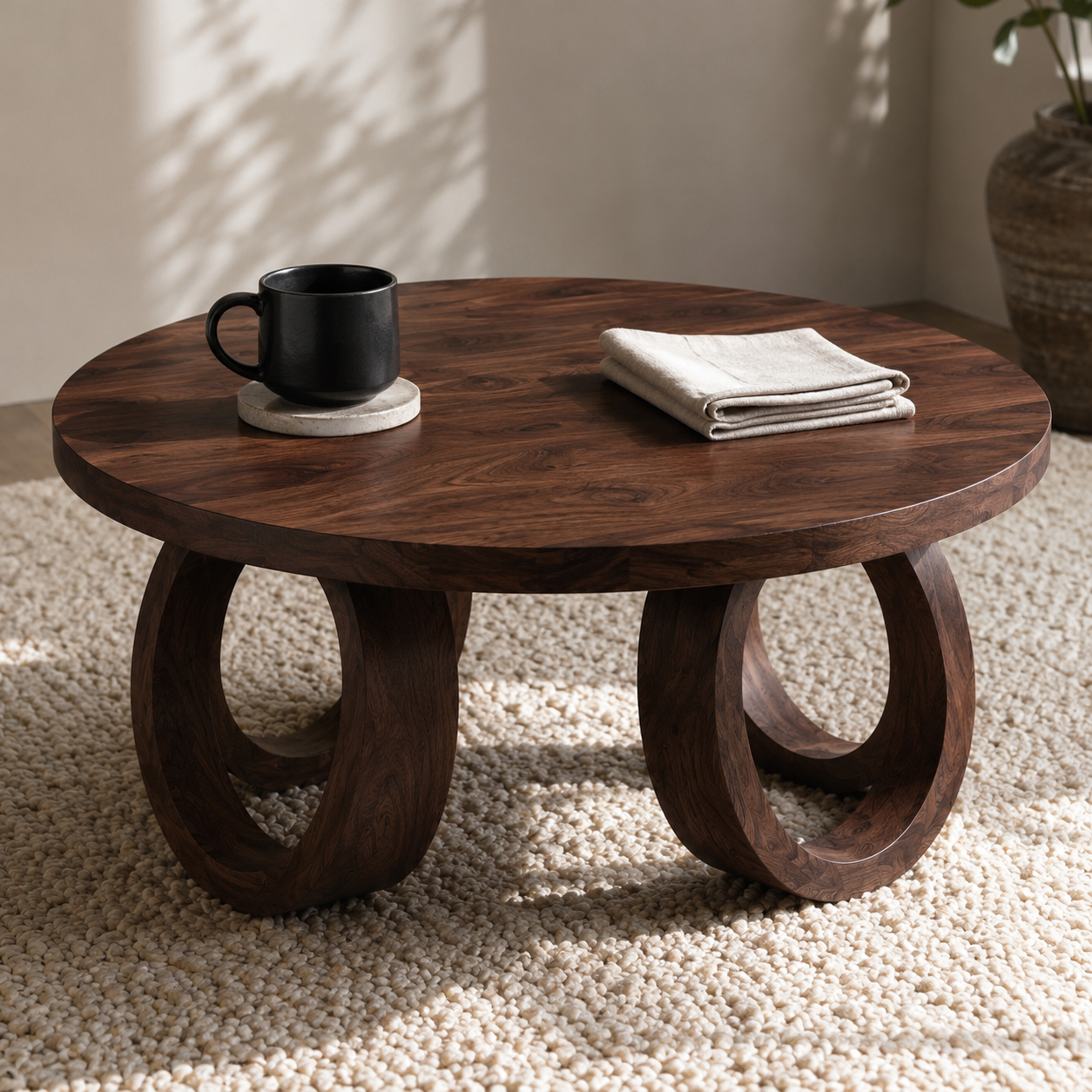 Kira Loop Solid Wood Coffee Table For Living Room