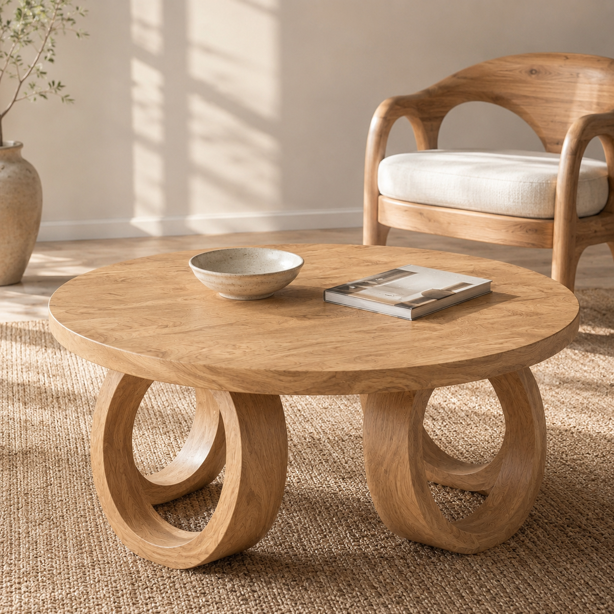 Kira Loop Solid Wood Coffee Table For Living Room