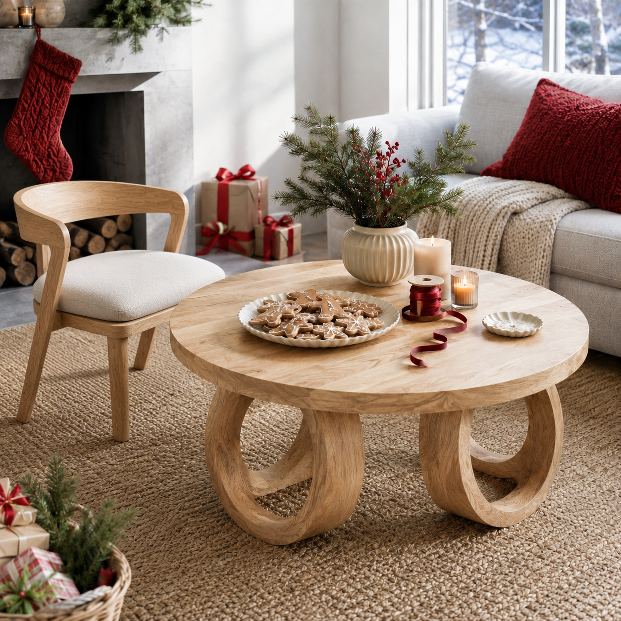 Kira Loop Solid Wood Coffee Table For Living Room