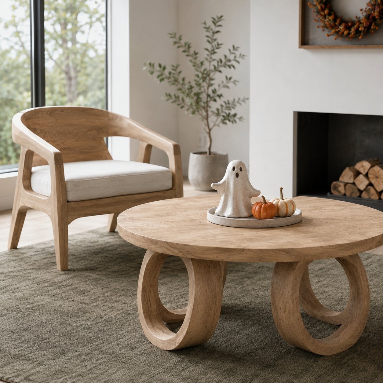 Kira Loop Solid Wood Coffee Table For Living Room