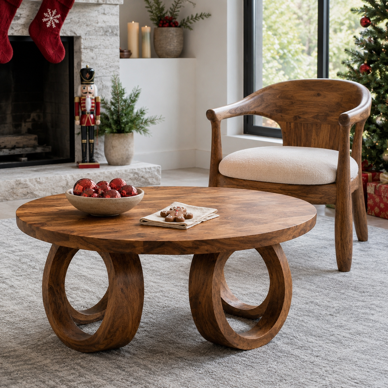 Kira Loop Solid Wood Coffee Table For Living Room