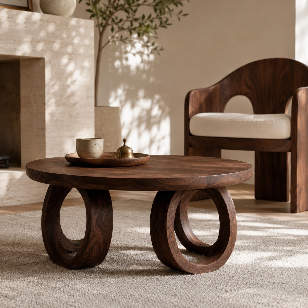 Kira Loop Solid Wood Coffee Table For Living Room