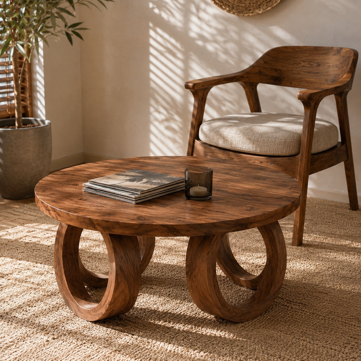 Kira Loop Solid Wood Coffee Table For Living Room