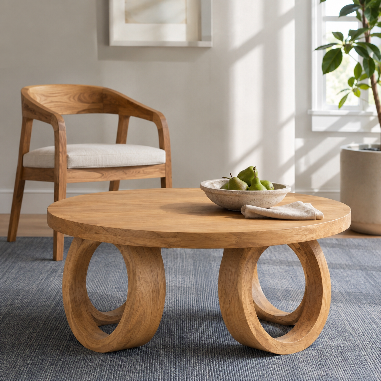 Kira Loop Solid Wood Coffee Table For Living Room
