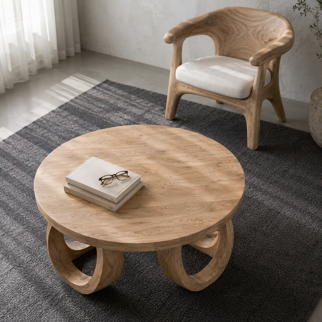 Kira Loop Solid Wood Coffee Table For Living Room