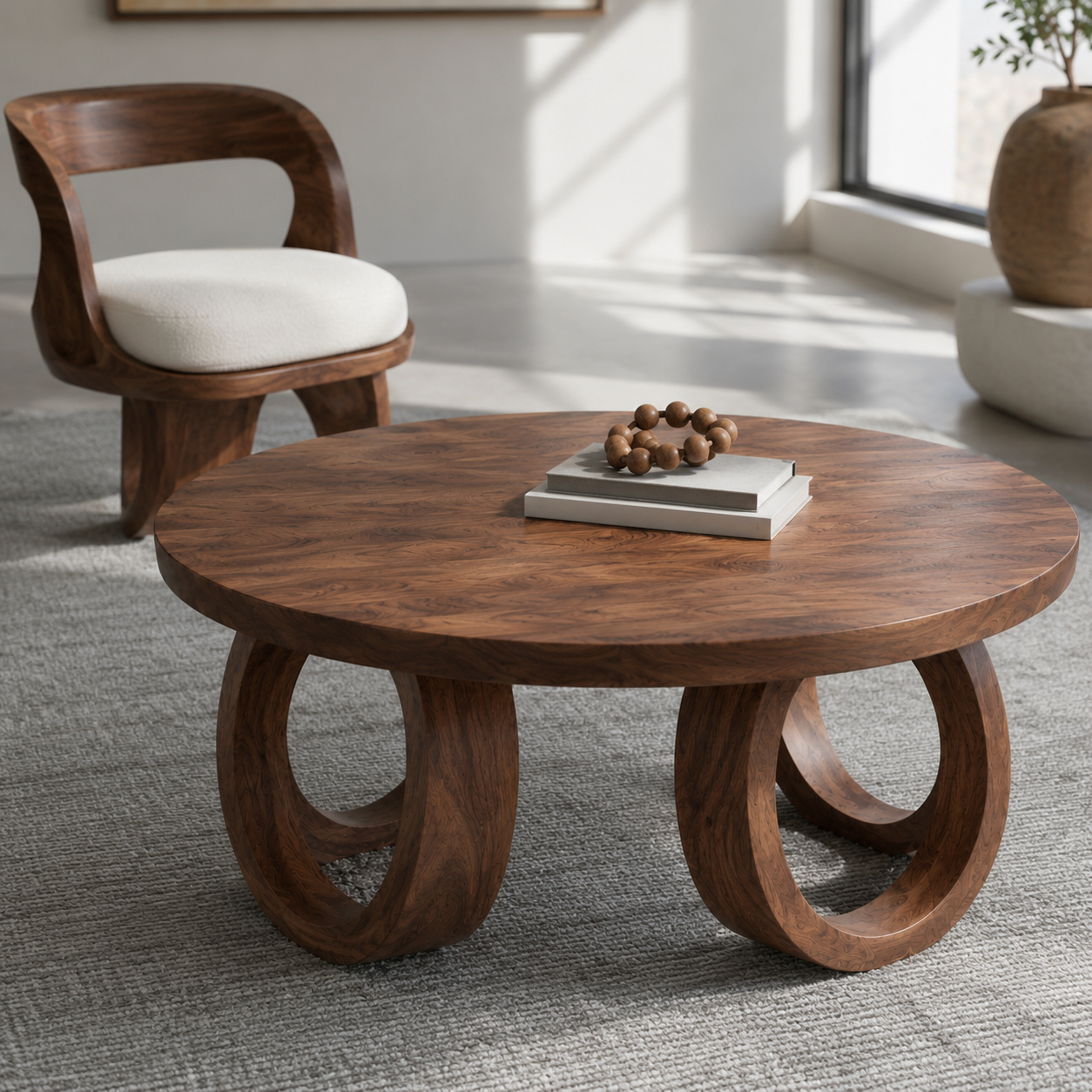 Kira Loop Solid Wood Coffee Table For Living Room
