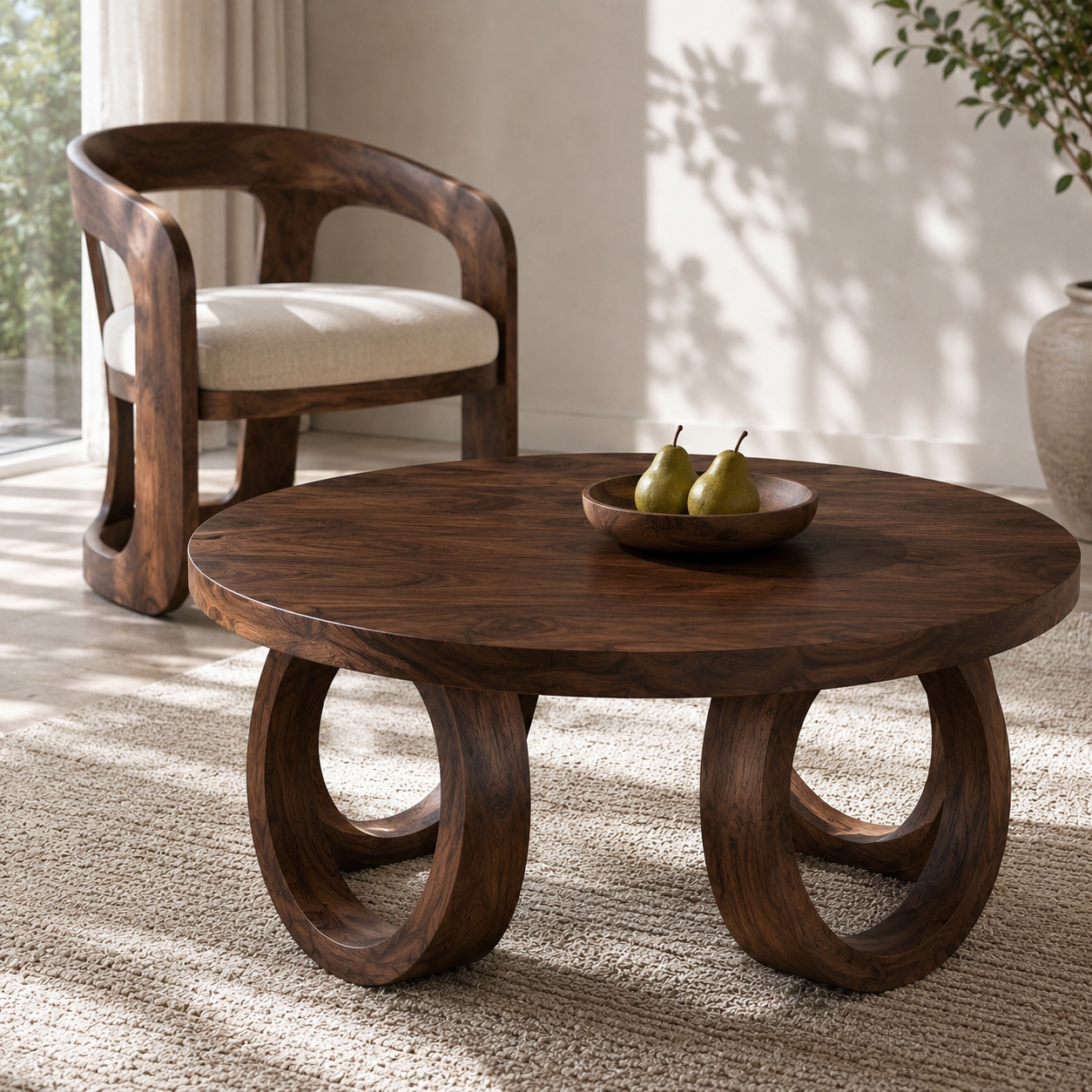Kira Loop Solid Wood Coffee Table For Living Room