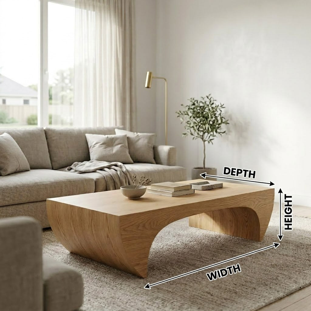 Kovon Arched Slab Solid Wood Coffee Table For Living Room